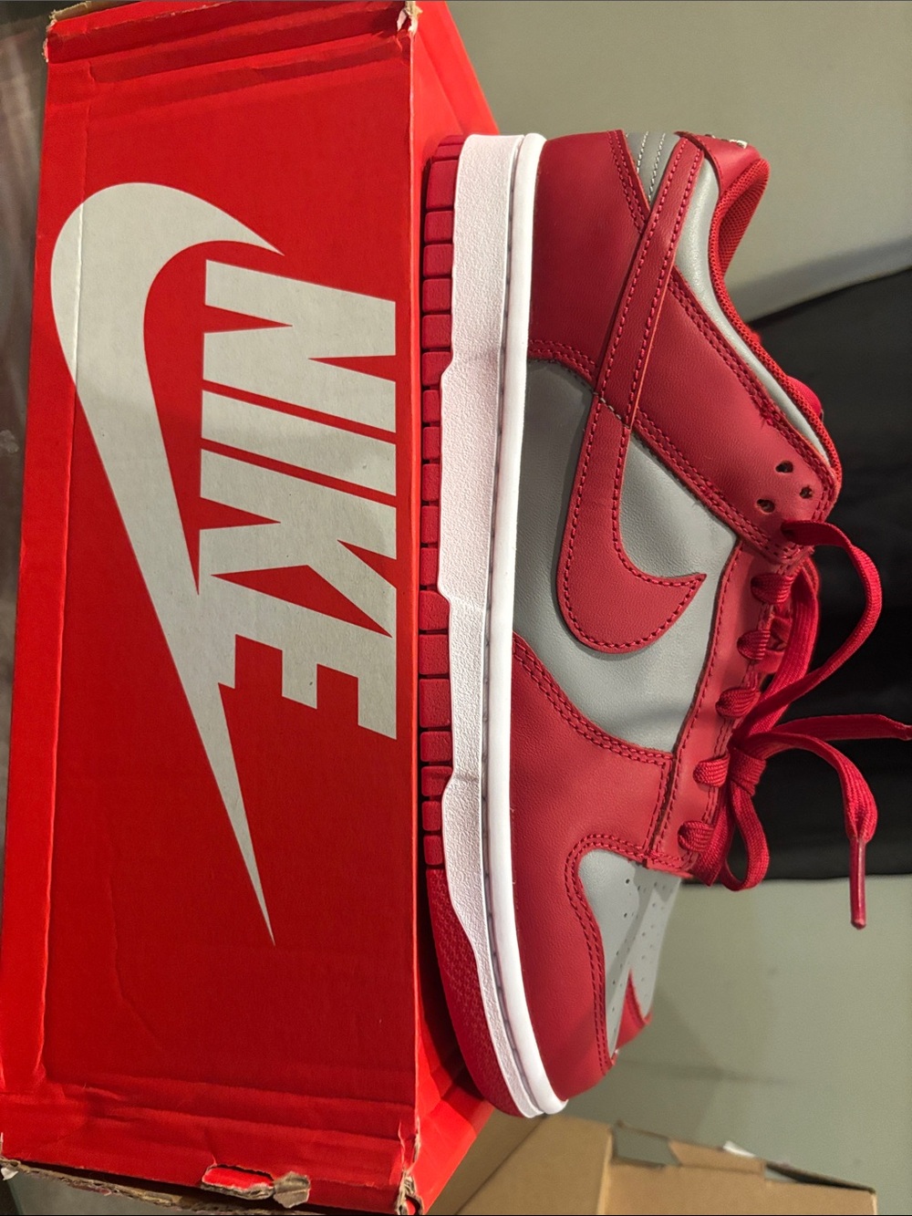 Nike Men’s Red and White dunks